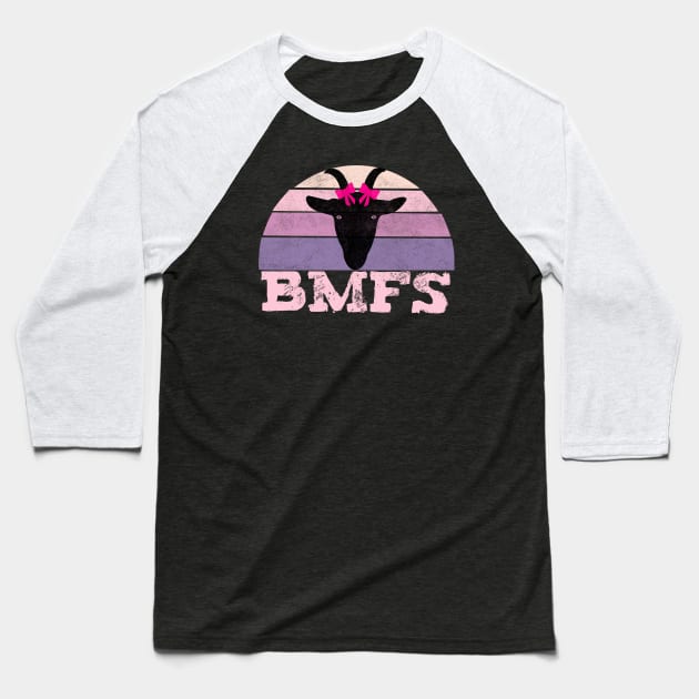 BMFS Nanny Goat Vintage Sunset Baseball T-Shirt by GypsyBluegrassDesigns
